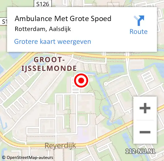 Locatie op kaart van de 112 melding: Ambulance Met Grote Spoed Naar Rotterdam, Aalsdijk op 21 januari 2024 14:13