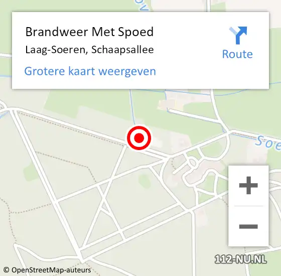 Locatie op kaart van de 112 melding: Brandweer Met Spoed Naar Laag-Soeren, Schaapsallee op 21 januari 2024 14:21