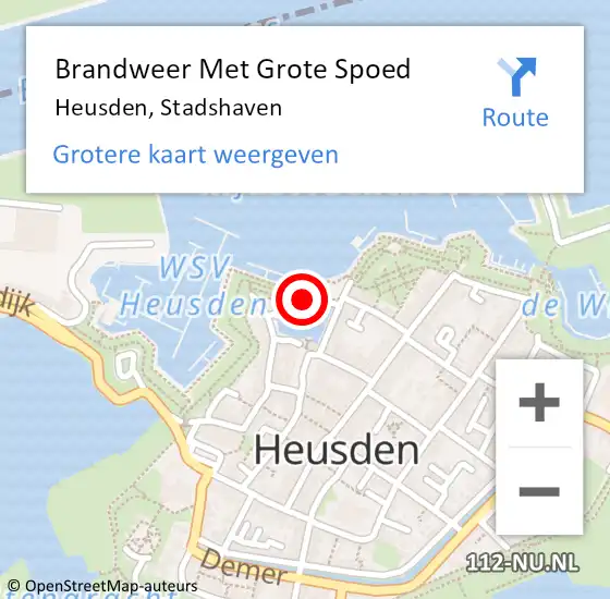 Locatie op kaart van de 112 melding: Brandweer Met Grote Spoed Naar Heusden, Stadshaven op 21 januari 2024 14:53