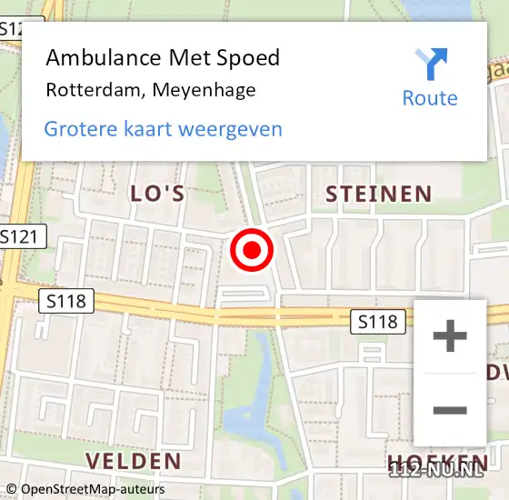 Locatie op kaart van de 112 melding: Ambulance Met Spoed Naar Rotterdam, Meyenhage op 21 januari 2024 14:55