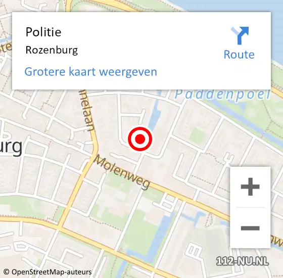 Locatie op kaart van de 112 melding: Politie Rozenburg op 21 januari 2024 14:57