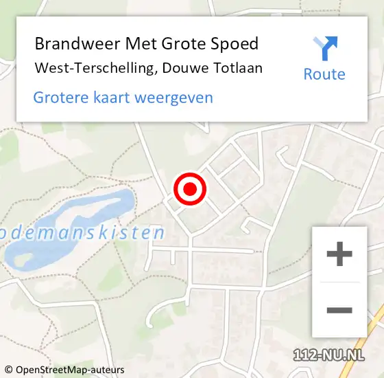 Locatie op kaart van de 112 melding: Brandweer Met Grote Spoed Naar West-Terschelling, Douwe Totlaan op 21 januari 2024 16:07