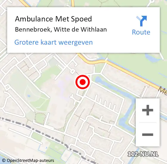 Locatie op kaart van de 112 melding: Ambulance Met Spoed Naar Bennebroek, Witte de Withlaan op 21 januari 2024 16:24