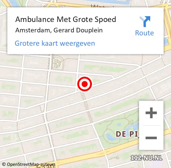 Locatie op kaart van de 112 melding: Ambulance Met Grote Spoed Naar Amsterdam, Gerard Douplein op 21 januari 2024 17:01