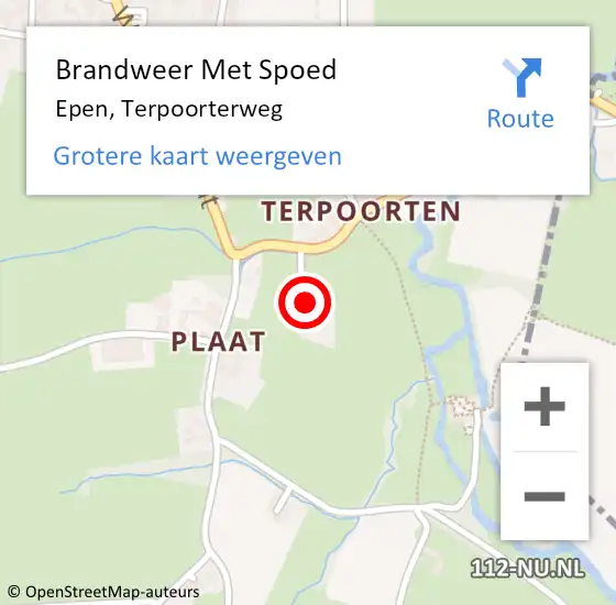 Locatie op kaart van de 112 melding: Brandweer Met Spoed Naar Epen, Terpoorterweg op 21 januari 2024 19:16
