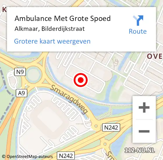 Locatie op kaart van de 112 melding: Ambulance Met Grote Spoed Naar Alkmaar, Bilderdijkstraat op 21 januari 2024 20:28