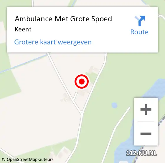 Locatie op kaart van de 112 melding: Ambulance Met Grote Spoed Naar Keent op 21 januari 2024 20:38
