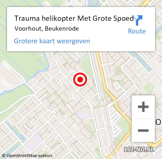 Locatie op kaart van de 112 melding: Trauma helikopter Met Grote Spoed Naar Voorhout, Beukenrode op 21 januari 2024 20:49