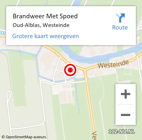 Locatie op kaart van de 112 melding: Brandweer Met Spoed Naar Oud-Alblas, Westeinde op 21 januari 2024 21:00
