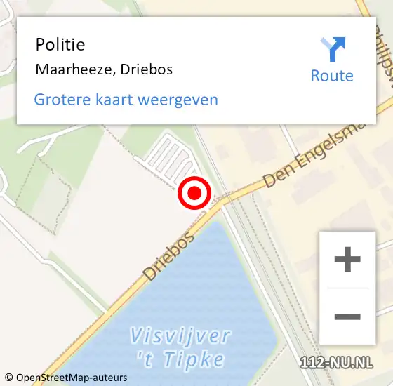 Locatie op kaart van de 112 melding: Politie Maarheeze, Driebos op 21 januari 2024 23:25