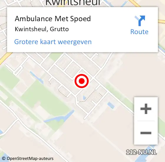 Locatie op kaart van de 112 melding: Ambulance Met Spoed Naar Kwintsheul, Grutto op 22 januari 2024 07:07