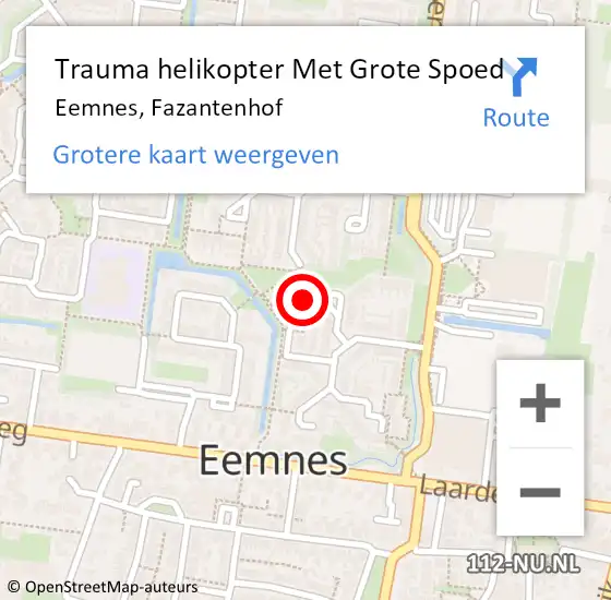 Locatie op kaart van de 112 melding: Trauma helikopter Met Grote Spoed Naar Eemnes, Fazantenhof op 22 januari 2024 07:48