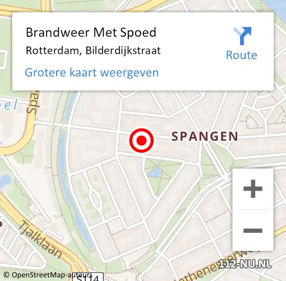 Locatie op kaart van de 112 melding: Brandweer Met Spoed Naar Rotterdam, Bilderdijkstraat op 22 januari 2024 08:37