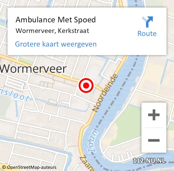 Locatie op kaart van de 112 melding: Ambulance Met Spoed Naar Wormerveer, Kerkstraat op 22 januari 2024 08:45