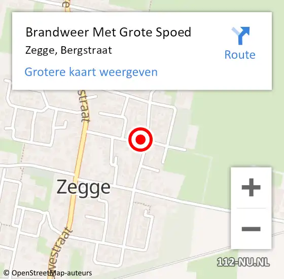 Locatie op kaart van de 112 melding: Brandweer Met Grote Spoed Naar Zegge, Bergstraat op 22 januari 2024 08:48