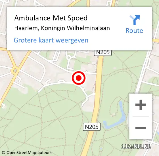 Locatie op kaart van de 112 melding: Ambulance Met Spoed Naar Haarlem, Koningin Wilhelminalaan op 22 januari 2024 09:04