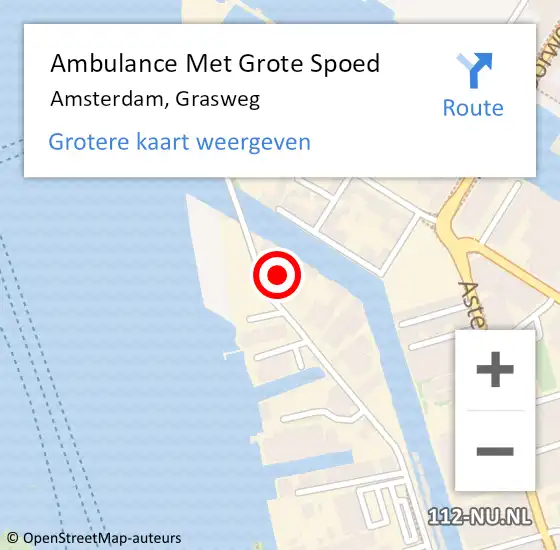 Locatie op kaart van de 112 melding: Ambulance Met Grote Spoed Naar Amsterdam, Grasweg op 22 januari 2024 10:11