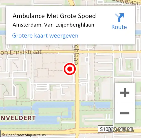 Locatie op kaart van de 112 melding: Ambulance Met Grote Spoed Naar Amsterdam, Van Leijenberghlaan op 22 januari 2024 10:25