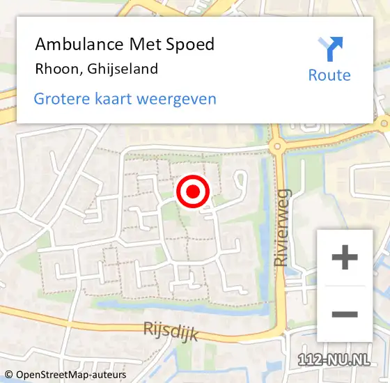 Locatie op kaart van de 112 melding: Ambulance Met Spoed Naar Rhoon, Ghijseland op 22 januari 2024 10:46