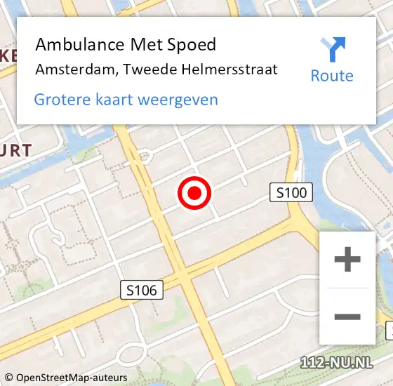 Locatie op kaart van de 112 melding: Ambulance Met Spoed Naar Amsterdam, Tweede Helmersstraat op 22 januari 2024 11:17