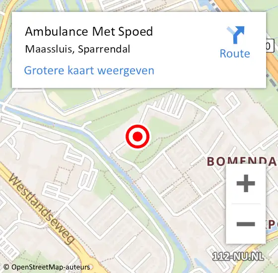 Locatie op kaart van de 112 melding: Ambulance Met Spoed Naar Maassluis, Sparrendal op 22 januari 2024 12:16