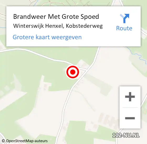 Locatie op kaart van de 112 melding: Brandweer Met Grote Spoed Naar Winterswijk Henxel, Kobstederweg op 22 januari 2024 12:39