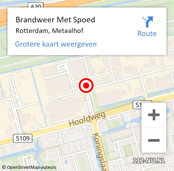 Locatie op kaart van de 112 melding: Brandweer Met Spoed Naar Rotterdam, Metaalhof op 22 januari 2024 13:17