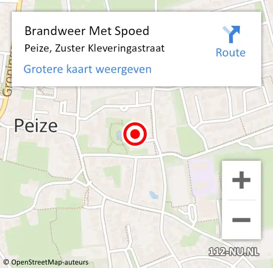 Locatie op kaart van de 112 melding: Brandweer Met Spoed Naar Peize, Zuster Kleveringastraat op 22 januari 2024 13:22