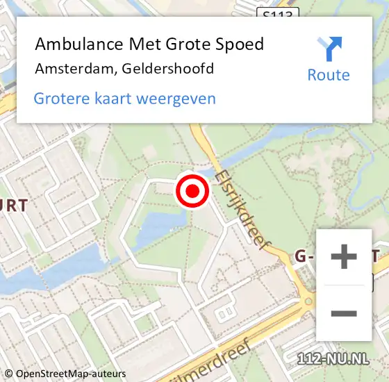 Locatie op kaart van de 112 melding: Ambulance Met Grote Spoed Naar Amsterdam, Geldershoofd op 22 januari 2024 14:49