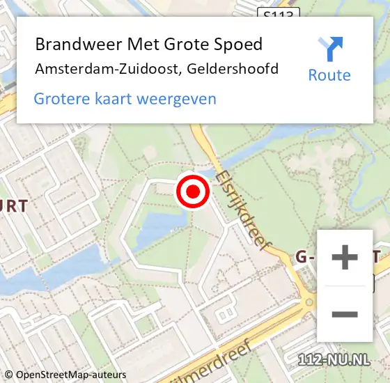 Locatie op kaart van de 112 melding: Brandweer Met Grote Spoed Naar Amsterdam, Geldershoofd op 22 januari 2024 14:57