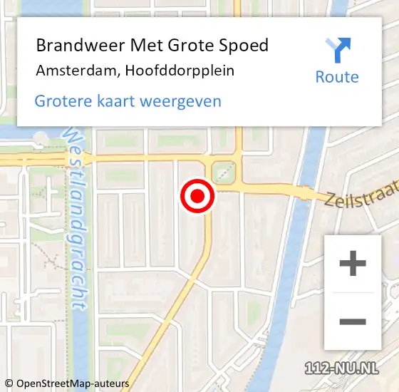 Locatie op kaart van de 112 melding: Brandweer Met Grote Spoed Naar Amsterdam, Hoofddorpplein op 22 januari 2024 14:58