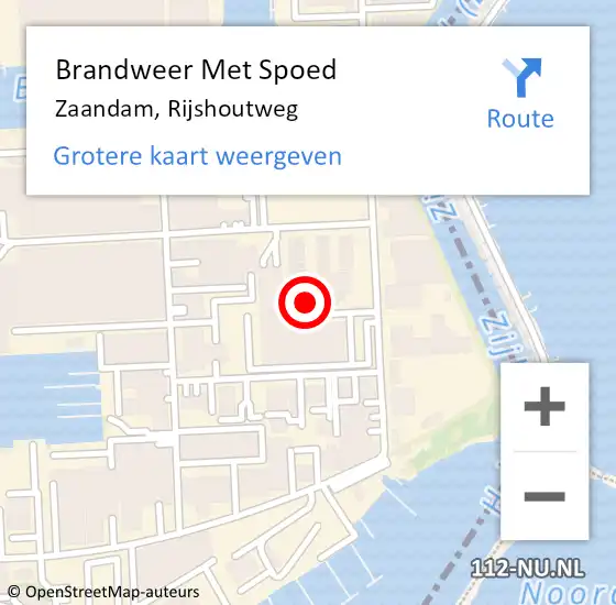 Locatie op kaart van de 112 melding: Brandweer Met Spoed Naar Zaandam, Rijshoutweg op 22 januari 2024 15:01