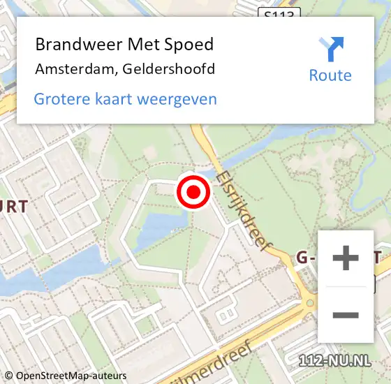 Locatie op kaart van de 112 melding: Brandweer Met Spoed Naar Amsterdam, Geldershoofd op 22 januari 2024 15:08