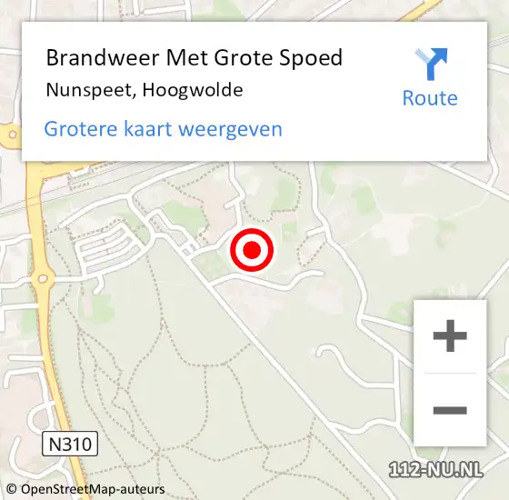 Locatie op kaart van de 112 melding: Brandweer Met Grote Spoed Naar Nunspeet, Hoogwolde op 22 januari 2024 15:39
