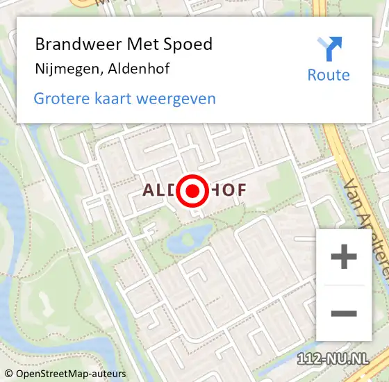 Locatie op kaart van de 112 melding: Brandweer Met Spoed Naar Nijmegen, Aldenhof op 22 januari 2024 16:01