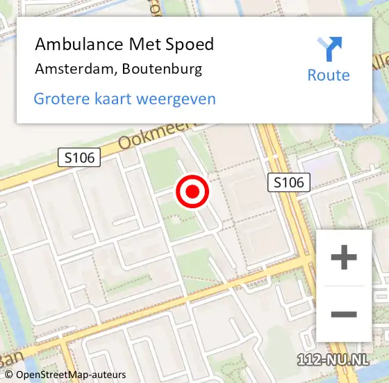 Locatie op kaart van de 112 melding: Ambulance Met Spoed Naar Amsterdam, Boutenburg op 22 januari 2024 16:48
