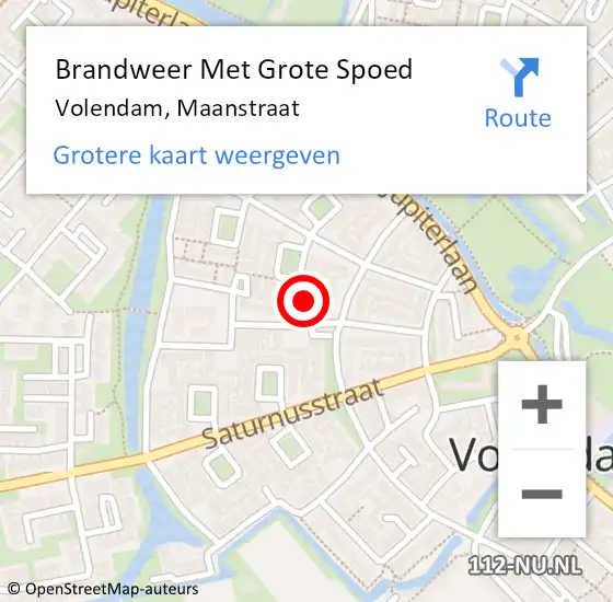 Locatie op kaart van de 112 melding: Brandweer Met Grote Spoed Naar Volendam, Maanstraat op 22 januari 2024 16:54