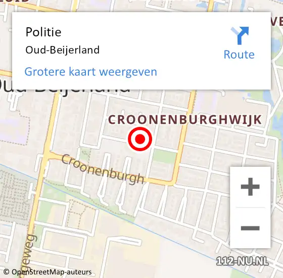 Locatie op kaart van de 112 melding: Politie Oud-Beijerland op 22 januari 2024 17:25