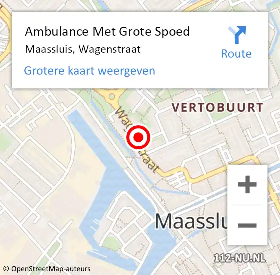 Locatie op kaart van de 112 melding: Ambulance Met Grote Spoed Naar Maassluis, Wagenstraat op 22 januari 2024 17:35