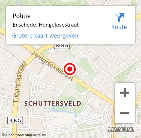 Locatie op kaart van de 112 melding: Politie Enschede, Hengelosestraat op 22 januari 2024 17:41