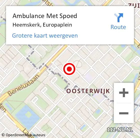 Locatie op kaart van de 112 melding: Ambulance Met Spoed Naar Heemskerk, Europaplein op 22 januari 2024 17:45