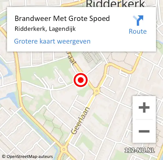Locatie op kaart van de 112 melding: Brandweer Met Grote Spoed Naar Ridderkerk, Lagendijk op 22 januari 2024 17:51
