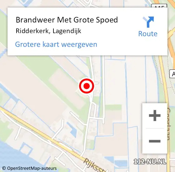 Locatie op kaart van de 112 melding: Brandweer Met Grote Spoed Naar Ridderkerk, Lagendijk op 22 januari 2024 17:51