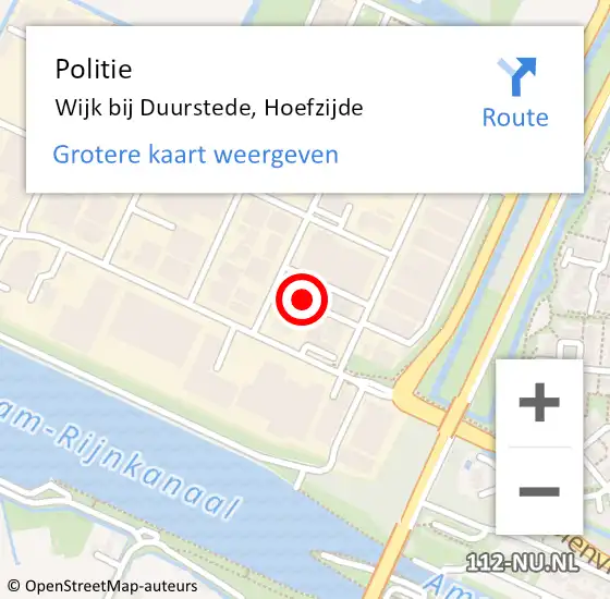 Locatie op kaart van de 112 melding: Politie Wijk bij Duurstede, Hoefzijde op 22 januari 2024 17:55
