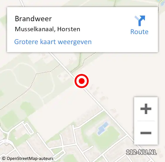 Locatie op kaart van de 112 melding: Brandweer Musselkanaal, Horsten op 22 januari 2024 18:18