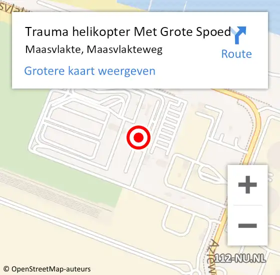 Locatie op kaart van de 112 melding: Trauma helikopter Met Grote Spoed Naar Maasvlakte, Maasvlakteweg op 22 januari 2024 19:07