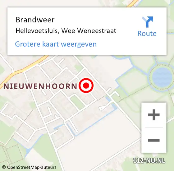 Locatie op kaart van de 112 melding: Brandweer Hellevoetsluis, Wee Weneestraat op 22 januari 2024 19:21