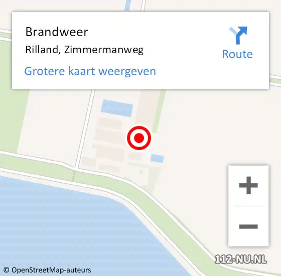 Locatie op kaart van de 112 melding: Brandweer Rilland, Zimmermanweg op 22 januari 2024 19:36