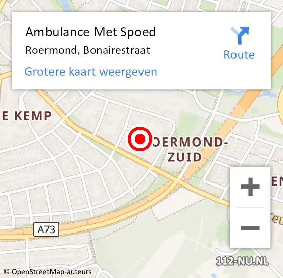 Locatie op kaart van de 112 melding: Ambulance Met Spoed Naar Roermond, Bonairestraat op 22 januari 2024 19:56