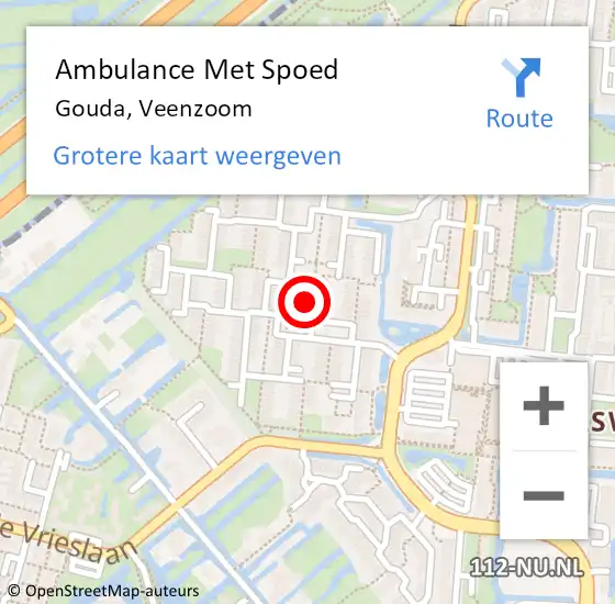 Locatie op kaart van de 112 melding: Ambulance Met Spoed Naar Gouda, Veenzoom op 22 januari 2024 20:15